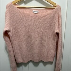Lovers + Friends Soft Pink Crew Neck Sweater size small romantic off shoulder